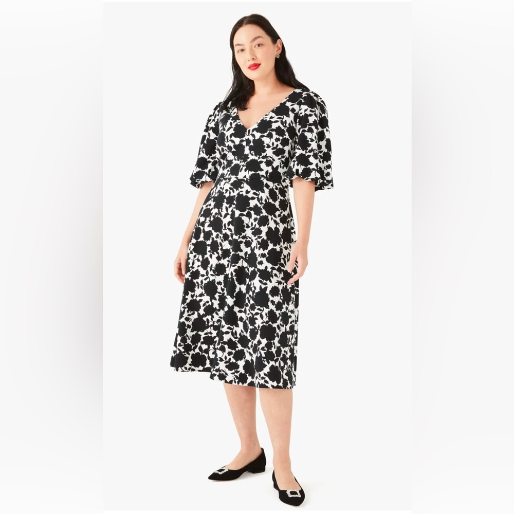 kate spade Black and White Floral Midi Dress
